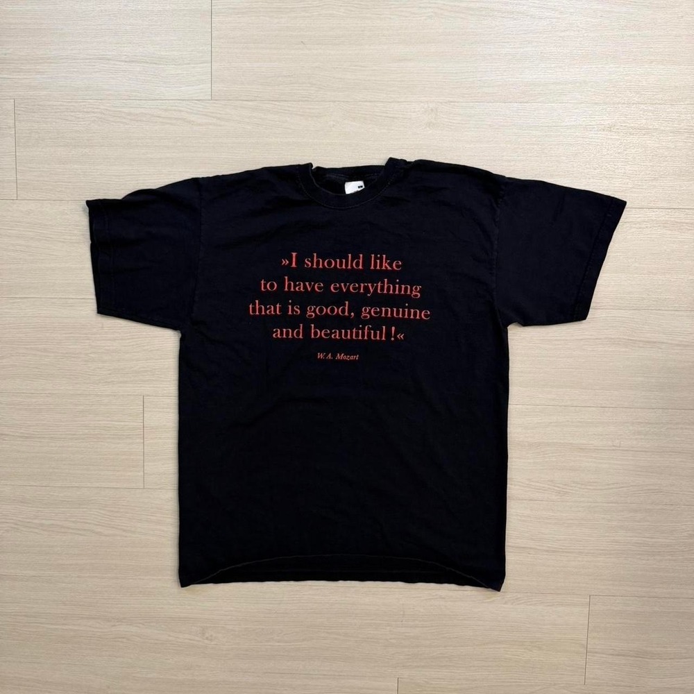 Vintage W.A. Mozart Quote Black Short Sleeve Shirt Men's Size Large